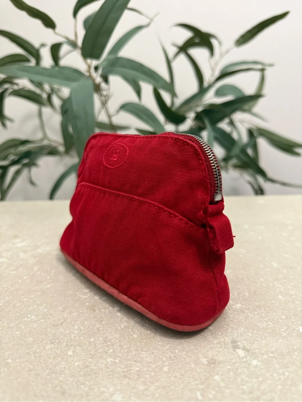 Hermes Bolide Pouch TPM Red Canvas Travel Cosmetic Bag